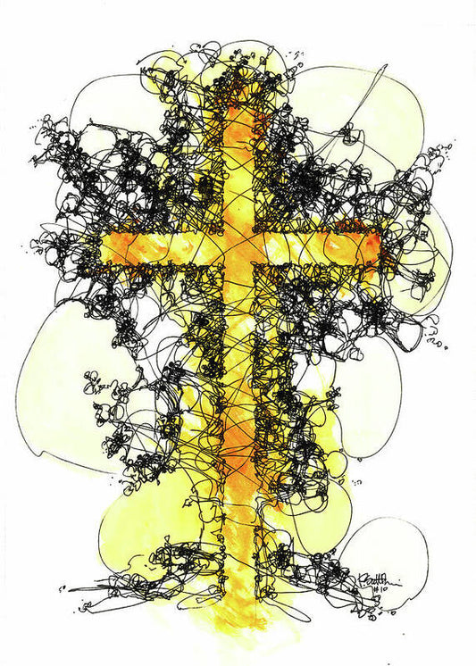 Chaos Order Cross 10 - Luminous Yellow - Art Print
