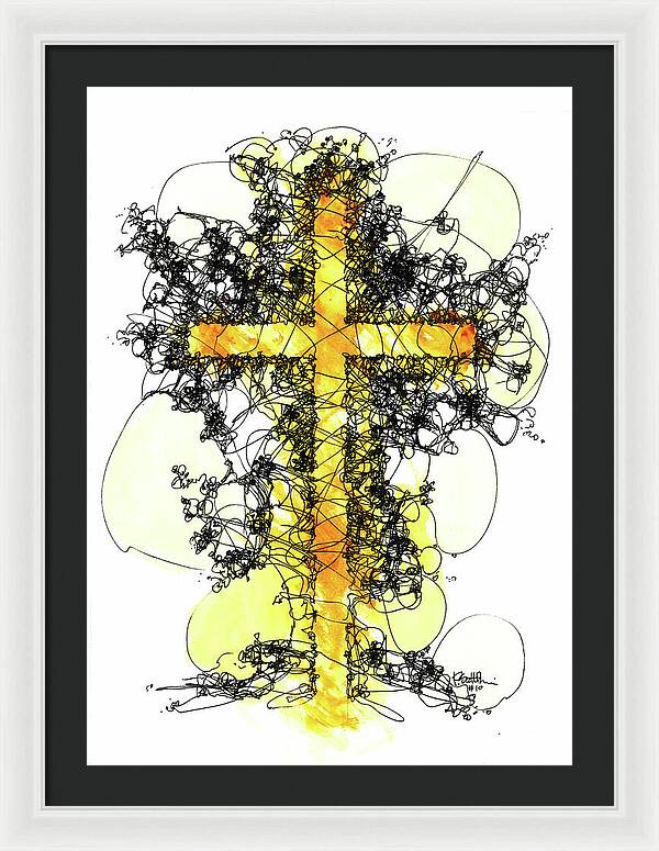 Chaos Order Cross 10 - Luminous Yellow - Framed Print