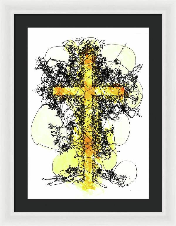 Chaos Order Cross 10 - Luminous Yellow - Framed Print