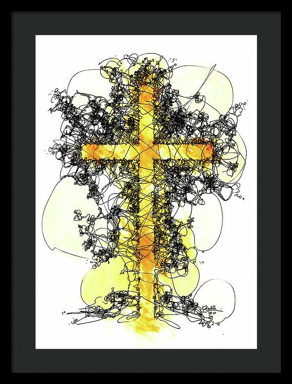 Chaos Order Cross 10 - Luminous Yellow - Framed Print