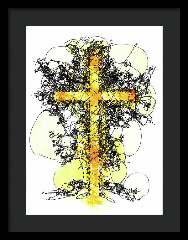 Chaos Order Cross 10 - Luminous Yellow - Framed Print