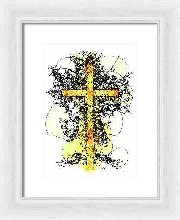 Chaos Order Cross 10 - Luminous Yellow - Framed Print