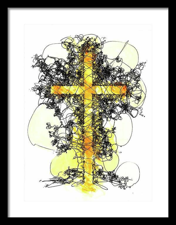 Chaos Order Cross 10 - Luminous Yellow - Framed Print