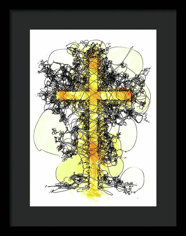 Chaos Order Cross 10 - Luminous Yellow - Framed Print