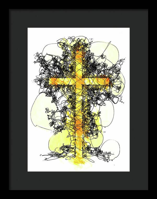 Chaos Order Cross 10 - Luminous Yellow - Framed Print