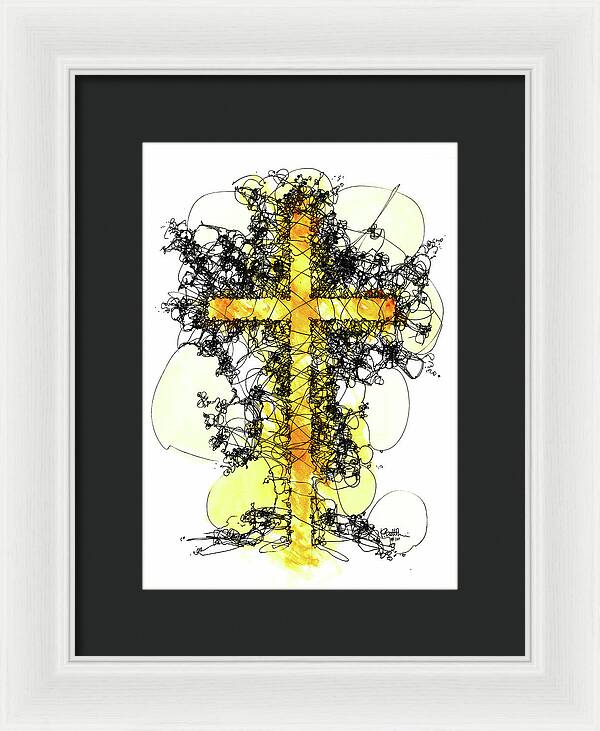 Chaos Order Cross 10 - Luminous Yellow - Framed Print