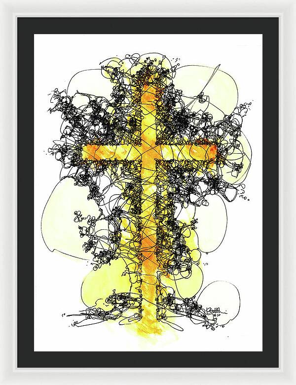 Chaos Order Cross 10 - Luminous Yellow - Framed Print