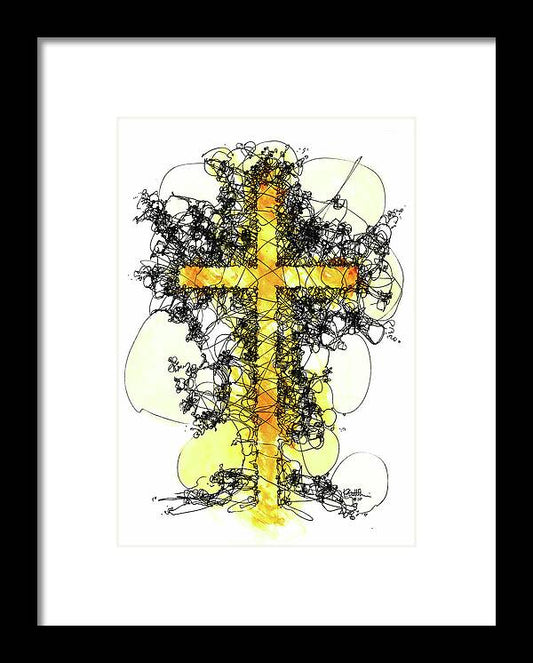 Chaos Order Cross 10 - Luminous Yellow - Framed Print