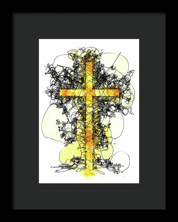 Chaos Order Cross 10 - Luminous Yellow - Framed Print