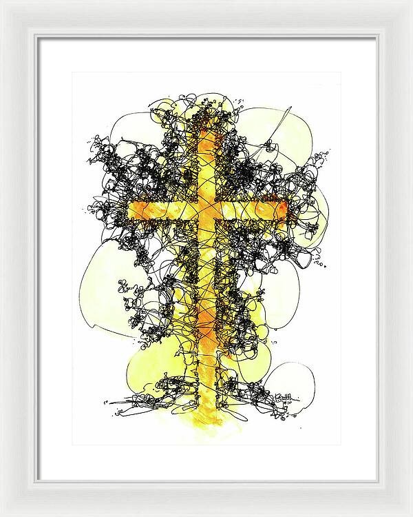 Chaos Order Cross 10 - Luminous Yellow - Framed Print