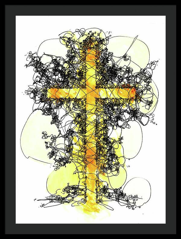 Chaos Order Cross 10 - Luminous Yellow - Framed Print