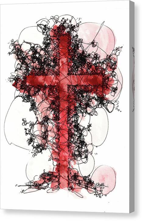 Chaos Order Cross 10 - Sorrowful Red - Canvas Print