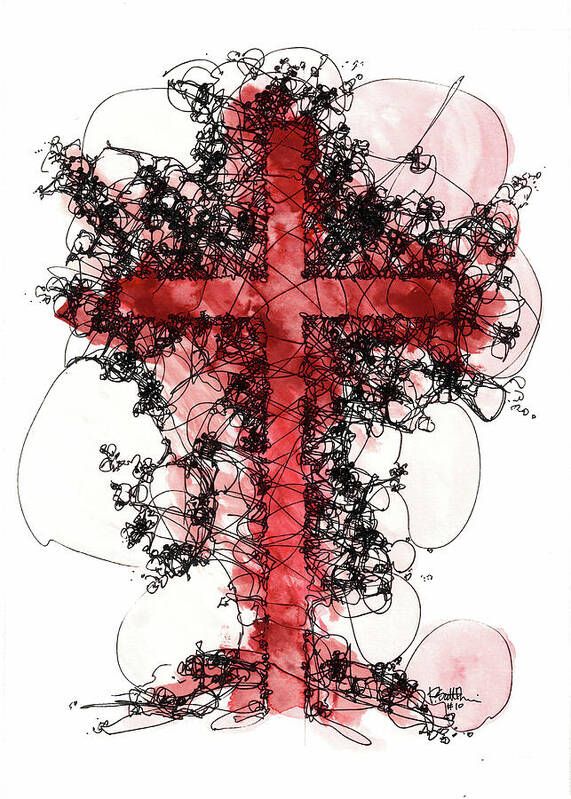 Chaos Order Cross 10 - Sorrowful Red - Art Print