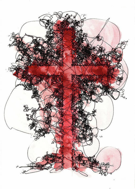 Chaos Order Cross 10 - Sorrowful Red - Art Print