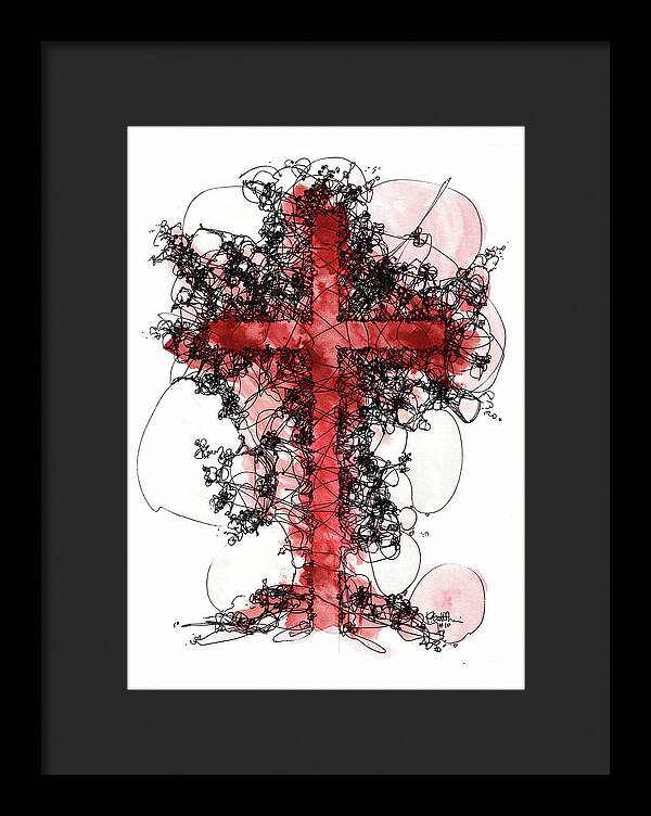 Chaos Order Cross 10 - Sorrowful Red - Framed Print