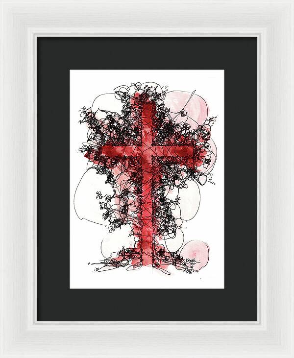 Chaos Order Cross 10 - Sorrowful Red - Framed Print