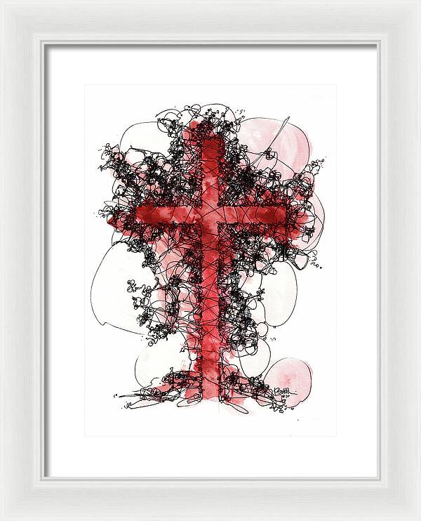 Chaos Order Cross 10 - Sorrowful Red - Framed Print