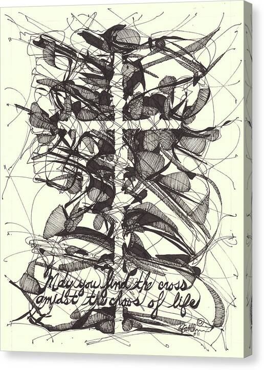 Chaos Order Cross 11 - Black and White - Canvas Print