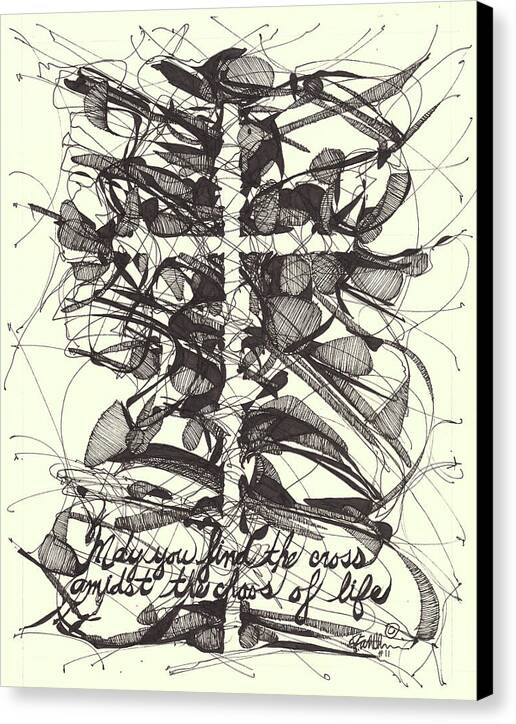 Chaos Order Cross 11 - Black and White - Canvas Print