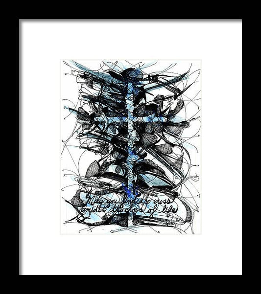 Chaos Order Cross 11 - Glorious Blue - Framed Print