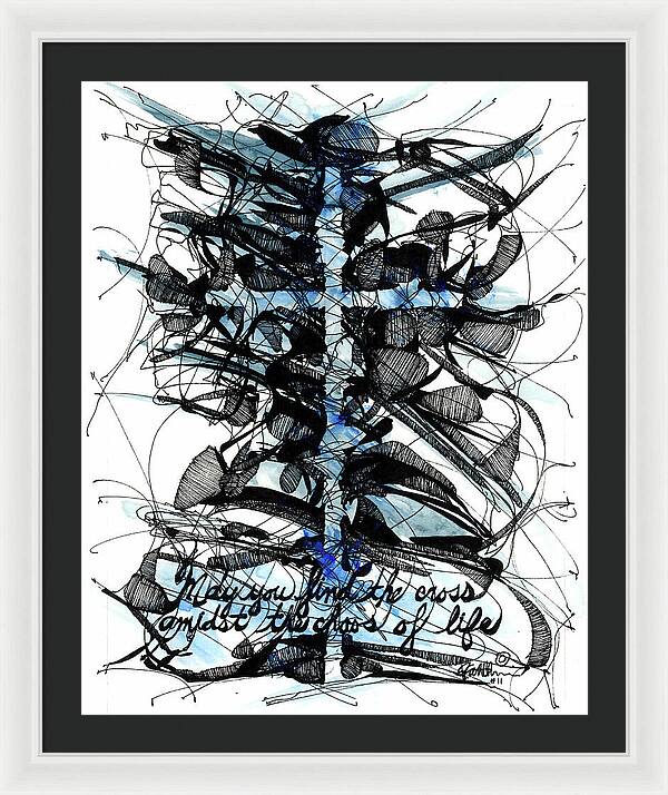 Chaos Order Cross 11 - Glorious Blue - Framed Print