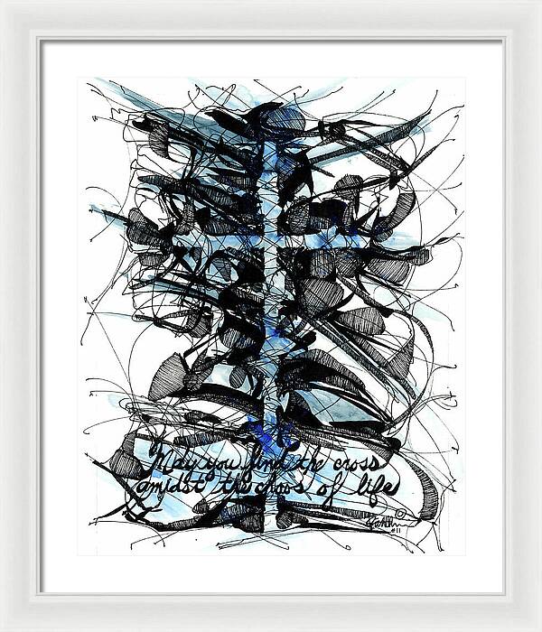 Chaos Order Cross 11 - Glorious Blue - Framed Print