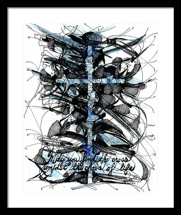 Chaos Order Cross 11 - Glorious Blue - Framed Print