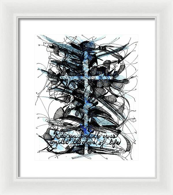 Chaos Order Cross 11 - Glorious Blue - Framed Print