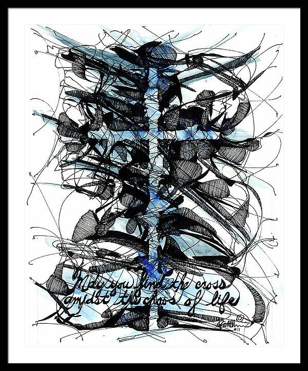 Chaos Order Cross 11 - Glorious Blue - Framed Print