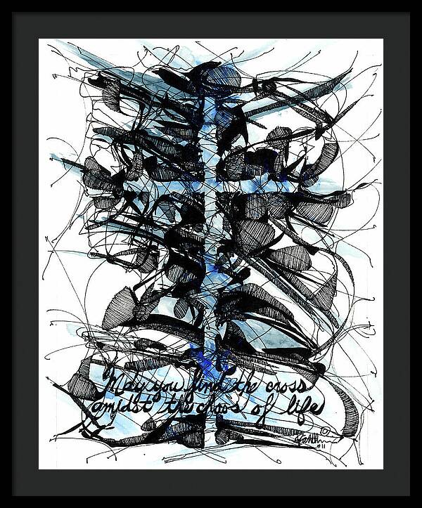 Chaos Order Cross 11 - Glorious Blue - Framed Print