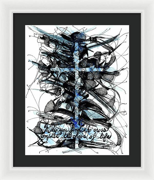 Chaos Order Cross 11 - Glorious Blue - Framed Print