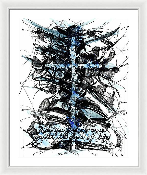 Chaos Order Cross 11 - Glorious Blue - Framed Print