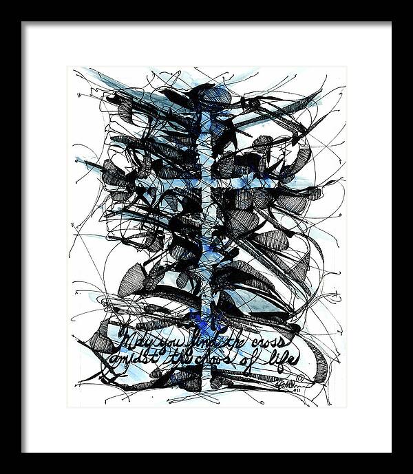 Chaos Order Cross 11 - Glorious Blue - Framed Print