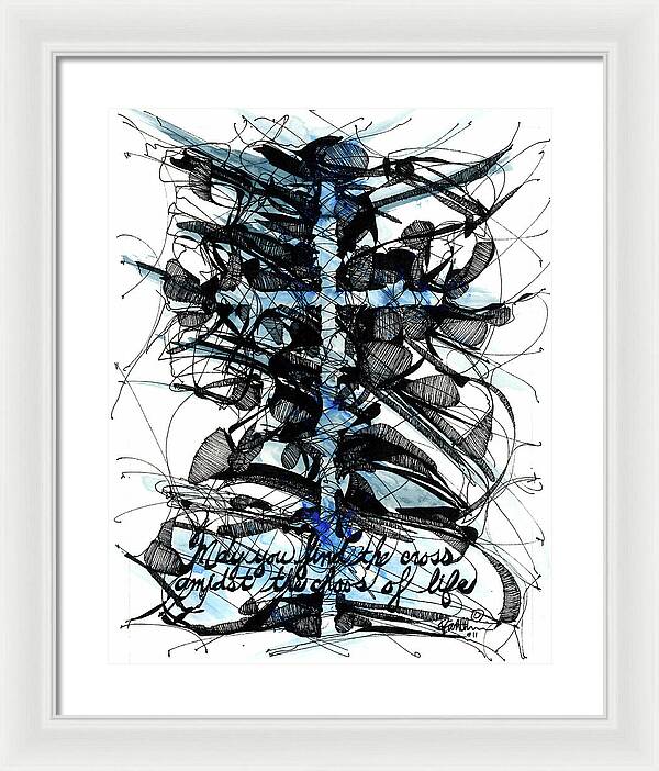 Chaos Order Cross 11 - Glorious Blue - Framed Print