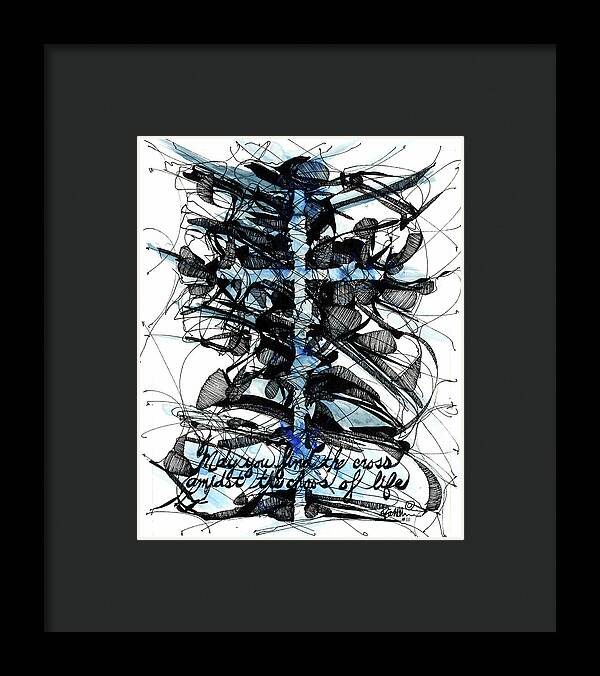 Chaos Order Cross 11 - Glorious Blue - Framed Print