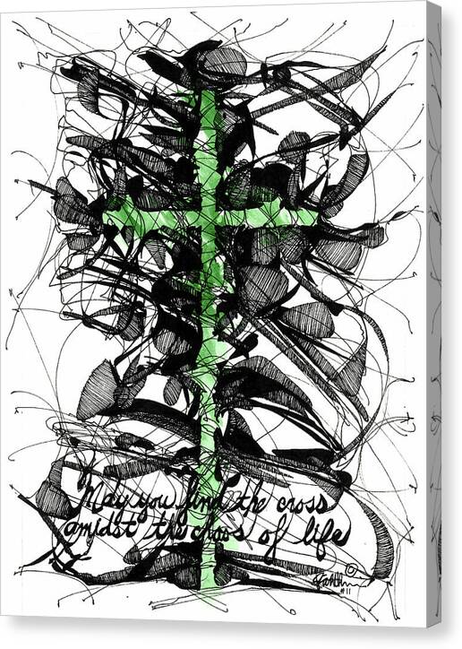 Chaos Order Cross 11 - Joyful Green - Canvas Print