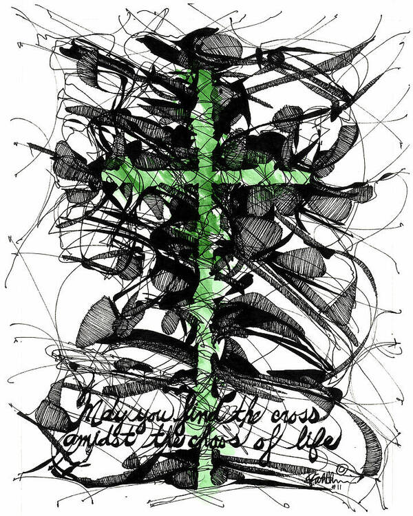 Chaos Order Cross 11 - Joyful Green - Art Print