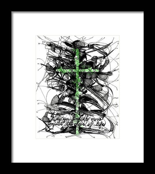 Chaos Order Cross 11 - Joyful Green - Framed Print