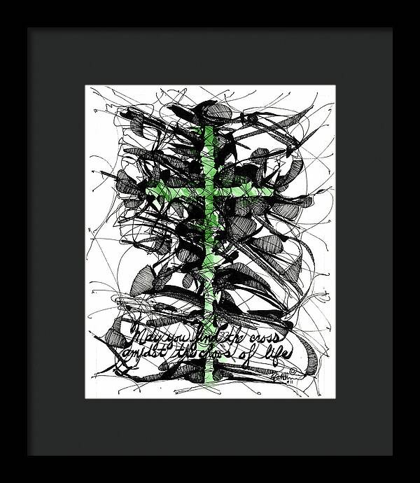 Chaos Order Cross 11 - Joyful Green - Framed Print