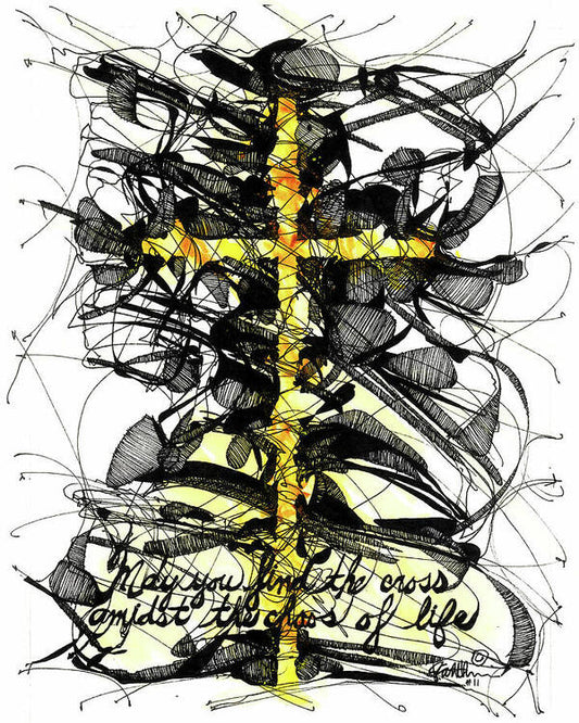 Chaos Order Cross 11 - Luminous Yellow - Art Print