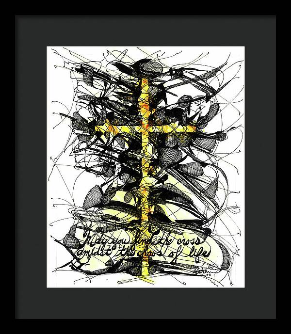 Chaos Order Cross 11 - Luminous Yellow - Framed Print