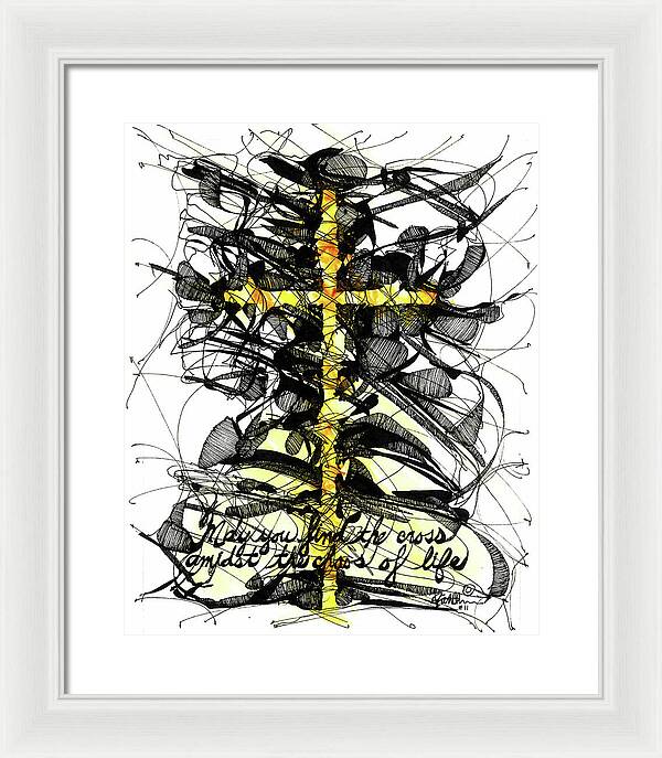 Chaos Order Cross 11 - Luminous Yellow - Framed Print
