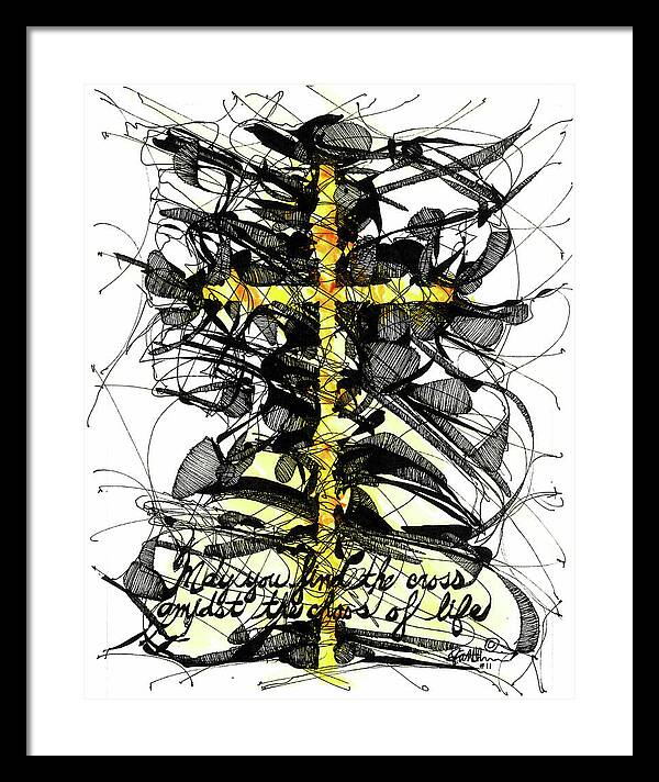Chaos Order Cross 11 - Luminous Yellow - Framed Print
