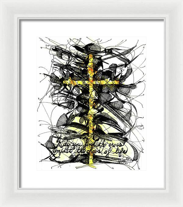 Chaos Order Cross 11 - Luminous Yellow - Framed Print