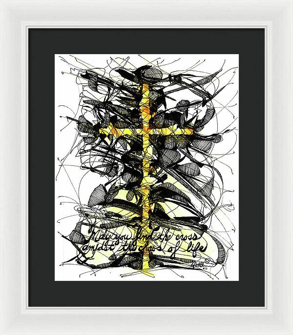 Chaos Order Cross 11 - Luminous Yellow - Framed Print