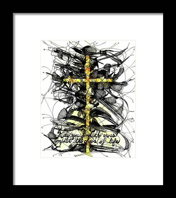 Chaos Order Cross 11 - Luminous Yellow - Framed Print