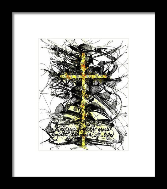 Chaos Order Cross 11 - Luminous Yellow - Framed Print