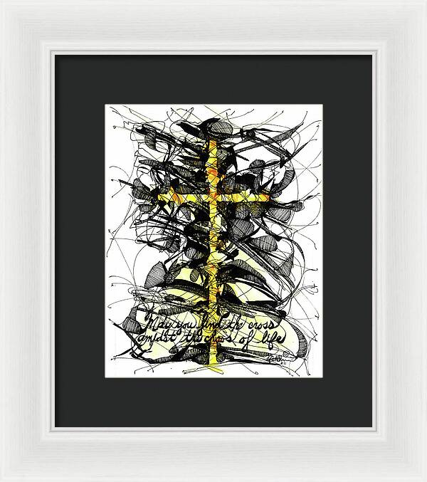 Chaos Order Cross 11 - Luminous Yellow - Framed Print