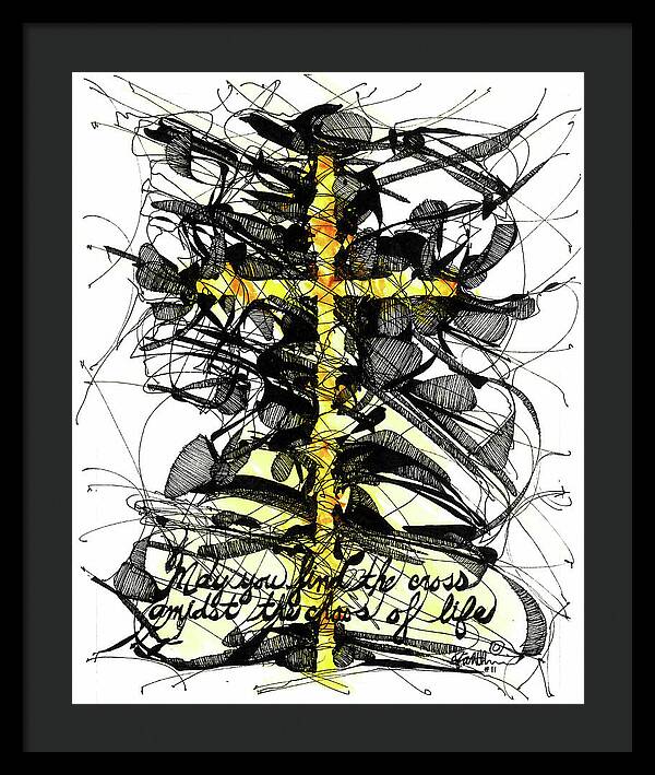 Chaos Order Cross 11 - Luminous Yellow - Framed Print