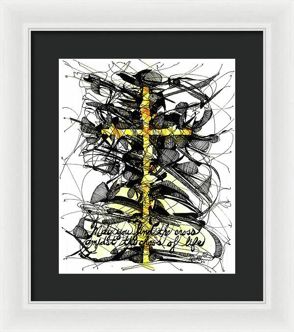 Chaos Order Cross 11 - Luminous Yellow - Framed Print